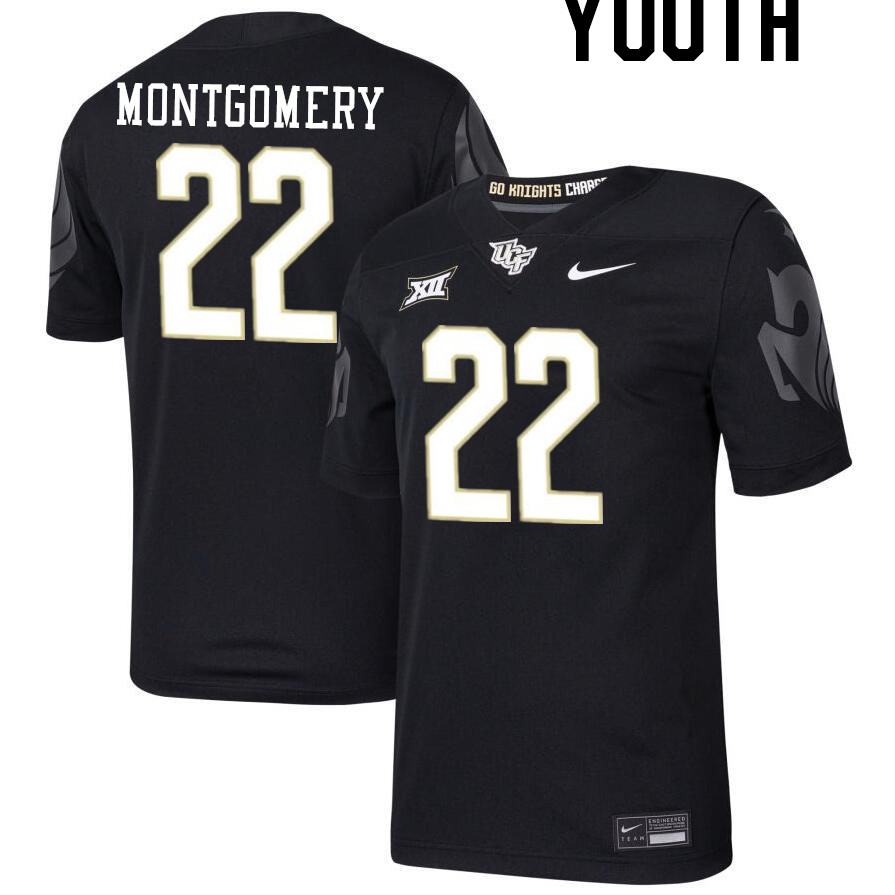 Youth #22 Myles Montgomery UCF Knights Big 12 Conference College Football Jerseys Stitched-Black